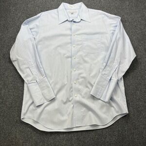 Paul Fredrick Non-Iron French Cuff Dobby Blue Diagonal Stripe Dress Shirt